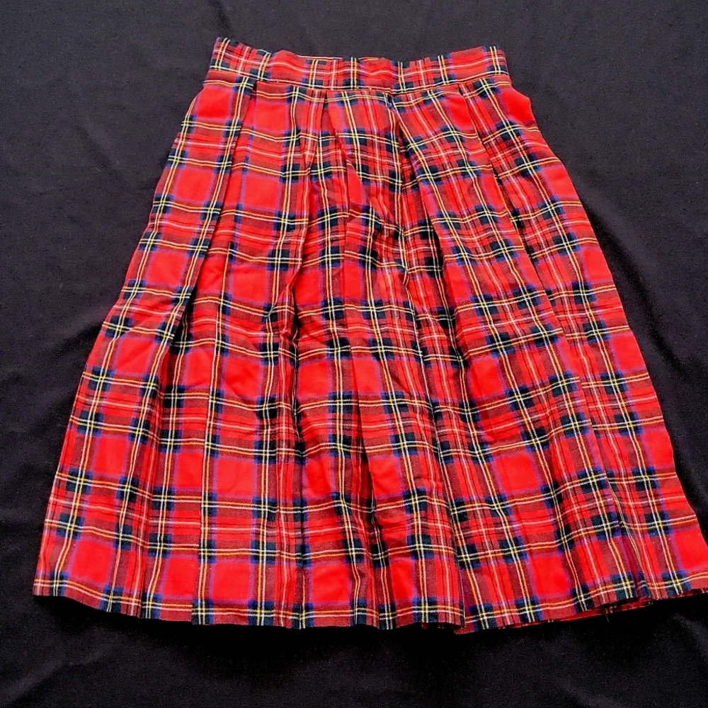 Vintage Plaid Pleated Skirt